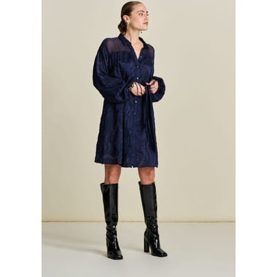 POM Amsterdam Dress - Jacquard Midnight Blue Maat: 34 | Mini Jurken Outlet | Dames | Blauw