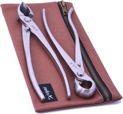 Bonsai Gereedschap Set van 2 - Roestvrij Stalen Snoeischaar en Concave Takkenschaar met Tas
