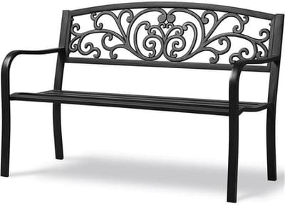 Tuinbank Metaal - Parkbank Zitbank - Buiten Ontspannen - Vintage Design - 127 cm L - Zwart