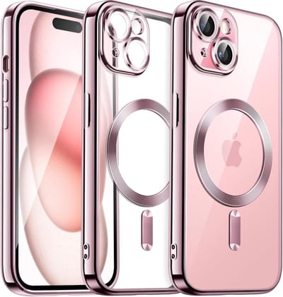 Hoesje Geschikt voor iPhone 15 Hoesje - Geschikt voor MagSafe - Arara siliconen Backcover - Rosegoud