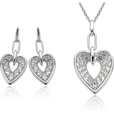 Orphelia Dames 925 Sterling Zilveren Set: Ketting-Hanger + Oorknoppen - Zilver SET-5959