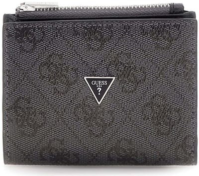 GUESS portemonnee Milano Bifold Top Zip Wallet Black donkergrijs