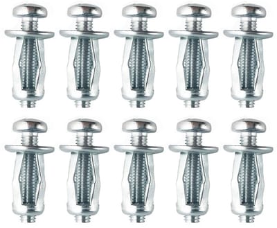 Dailygoods- Bevestigingsankers 10 Stuks - M6 x 25 - Robuuste Metalen Holle Wandankers - Pluggen/Expansieschroeven - Geschikt voor Gipsplaten - Stevig Gemonteerd