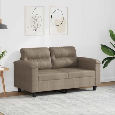 Vidaxl Bank 2-Persoons, Kleur Taupe, 120 Cm, Bekleed met Microvezel