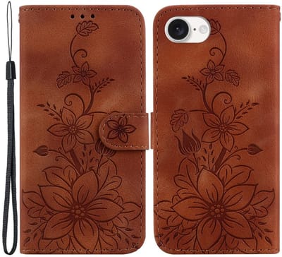 Coverup Hoesje - Geschikt voor iPhone 16e / 17e Hoesje - Coverup Bloemen Book Case - Bruin
