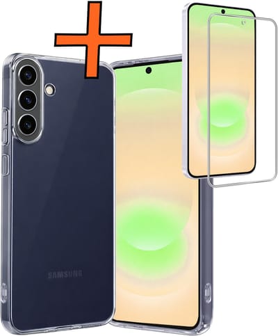 Hoes - Met Screenprotector - Geschikt voor Samsung Galaxy A37 - Sterk & Shockproof - Back Cover - Siliconen Case - Telefoon Hoes - Transparant