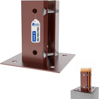 GeZu Impex Verstelbare Paalhouder Met Plaat 100 x 100 mm – Poedergecoat
