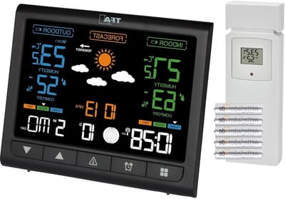 Weerstation met Sensor - Weervoorspeller Buiten - Binnen Klimaat - VA Kleurendisplay - 14 cm - Zwart