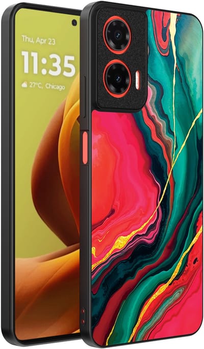 Smartphonica Telefoonhoesje Geschikt voor Motorola Moto G85 / Motorola Edge 50 Fusion met Rood Groen Marmer Opdruk - TPU Backcover Case Red Green Marble Design geschikt voor Motorola Edge 50 Fusion;Motorola Moto G85