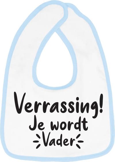 Hospitrix Slabbetje met Tekst "Verrassing Je Wordt Vader!" Blauw - Cadeau Zwangerschap - Baby Kwijldoek - Kwijllap - Morslap - Bavette - Bekendmaking - Aankondiging - Aanstaande Moeder - Moederdag