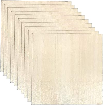 10 Stuks Balsa Houten Platen 100 x 100 x 2mm - Dunne Houten Blank voor Ambachten, Schilderen en Modelbouw Projecten