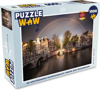 Puzzel De Amsterdamse Keizersgracht onder een regenboog - Legpuzzel - Puzzel 1000 stukjes volwassenen