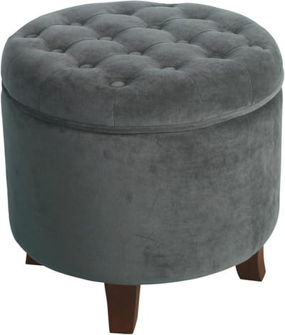 Elegante Ronde Fluwelen Voetenbank met Opbergruimte