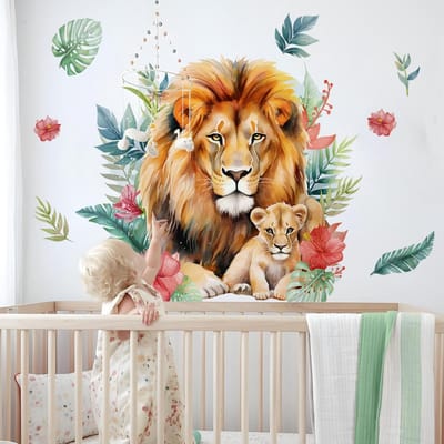 Dailygoods- Muursticker Grote Leeuw - Wanddecoratie Kinderkamer - Muurstickers Slaapkamer - Zelfklevend Vinyl - Decoratie Dier - Verwijderbaar