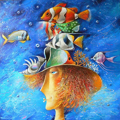 Diamond Underwater World Diamond Painting Cartoon Vis Borduren Kruissteek Strass Home Decor 30x30CM blue