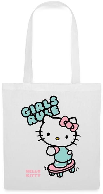Hello Kitty Op Een Skateboard Met Girls Rules Tas Van Stof Schoudertas