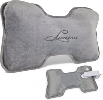 Luxema XL Elektrische Warmtekruik - Met Wasbare Hoes - Draadloos & Extra Groot (41x25 cm) | Handwarmer & Lichaamswarmtekussen - Grijs