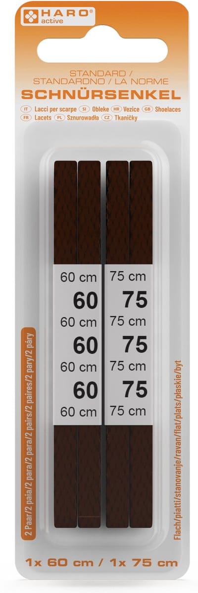 Haro stijve platte veters, 600/750 mm, zwart