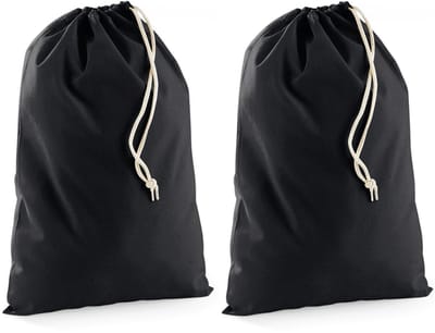 Canvas opberg zakjes - Pakket van 50x stuks - 14 x 20 cm - katoenen tasjes - zwart - met afsluitkoord - cadeau tasjes/goodie bags