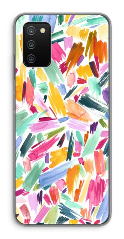 Hoesje geschikt voor Samsung Galaxy A03S hoesje - Watercolor Brushstrokes - Soft Cover Telefoonhoesje - Bescherming aan alle Kanten en Schermrand
