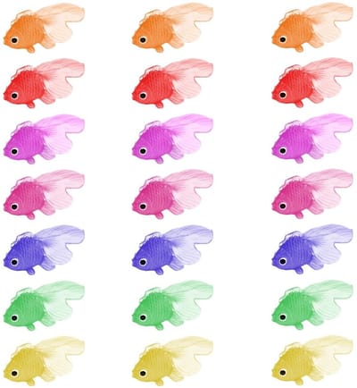 Cosensi - Dailygoods - Dailygoody - Rekbare neon-vissen - Speelgoed voor katten - Decoratie voor aquaria - 21 stuks - Zacht rubber - Geschikt voor feest en cadeautjes -