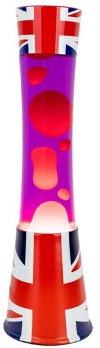 Fisura Lava Lamp Tower - Engelse Vlag Basis Met Blauwe Vloeistof En Rode Lava