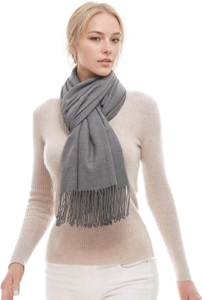 Dames sjaal Winter Herfst – Warme Zachte Omslagdoek Shawl – 70 x 200 cm , grijs