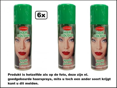 6x Haarverf/haarspray groen125 ml – Apple green - Festival thema feest carnaval haar kleurspray party