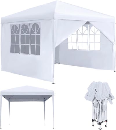 Pop-up Vouwpaviljoen 2,5 x 2,5 m - Waterdicht en Winterbestendig Tuinpaviljoen met Zijdelen en Ramen