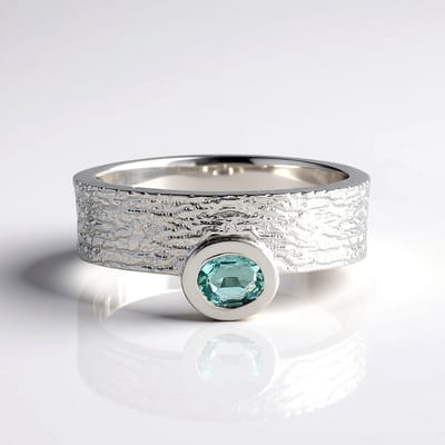 Cavill - Zilveren ring met Paraiba kleurige smaragd 0,245 ct - 925 Sterling zilver platina geplateerd - Ovaal slijpsel - Modern en stijlvol design