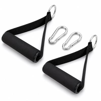 Consumerce® Set van 2 Strap Handles met Karabijnhaak - D-Ringen Fitness Handgrepen - Krachttraining Accessoires Krachtstation - Cable Crossover - Handvaten