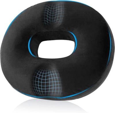 Orthopedisch Donut Kussen voor Hemorroïden, Ergonomisch Geheugenschuim Kussen voor Stoelen, Auto's en Rolstoelen, Verhoogd Zitcomfort 45x40x9cm (Zwart)