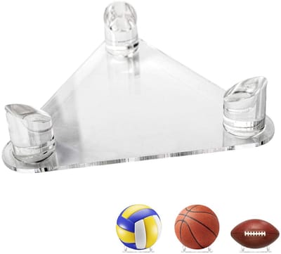 Acryl basketbalring - rugbybalstandaard - driehoekige voetbalhouder - transparant - acryl voetbaldisplaystandaard - driehoekige bolvormige standaard - voor het tentoonstellen van volleyballen, voetballen en rugbyballen.