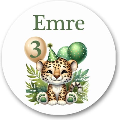 Traktatie Stickers Met Naam en Leeftijd - Jungle - Gepersonaliseerd - Sluitstickers - Kinderfeest Traktatie - Uitdelen - Uitdeeltraktatie - Traktatiestickers Pimp Studio