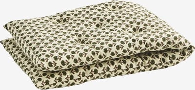 Madam Stoltz - Bankkussen 100% katoen - 45x125 cm - wit met groene bloemetjes