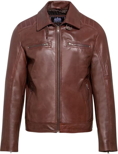 Urban 5884® - Justin - Heren Jack - Afritsbare Hoodie - Lams Leer - Donker bruin- L