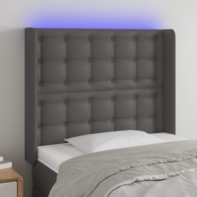 vidaXL - Hoofdbord - LED - 103x16x118/128 - cm - kunstleer - grijs