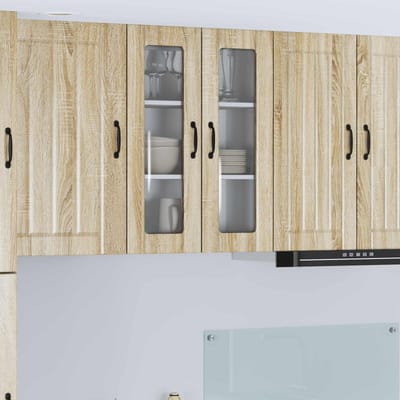 vidaXL - Wandglas - Kasten - LUCCA - Sonoma - Eiken - 60 - x - 31 - x - 80 - cm - Bewerkt - hout