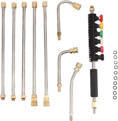 Verlengstuk voor Hogedrukreiniger met Spuitpistool en 6 Nozzles voor Efficiënte Gootreiniging en Snel Koppelen