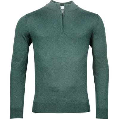 Thomas Maine Trui Merino Half Zip Single Knit Pine Green / male