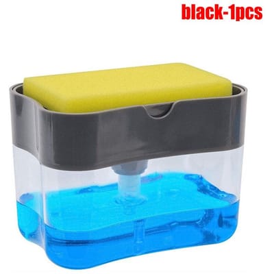 Avec distributeur de savon liquide éponge évier de cuisine accessoires de cuisine distributeurs ustensiles détergent à vaisselle accessoire de lavage de la vaisselle maison black
