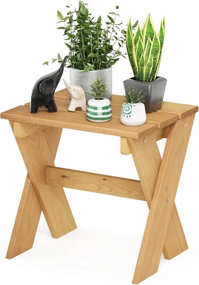 Bijzettafel Bloemenstandaard van Natuurlijk Hout - 45,2 x 43,9 x 35,1 cm