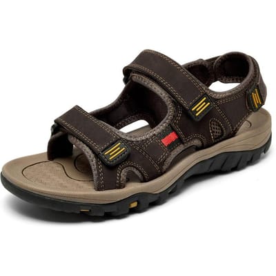 Echt Leer Heren Sandalen Outdoor Sporten Strand Schoenen Antislip Romeinse Sandalen Koel Open Teen Flats Sneldrogend Waadschoenen Aqua Schoenen 46 black