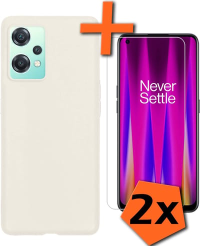 Hoes - Met 2x Screenprotector - Geschikt voor OnePlus Nord CE 2 Lite - Sterk & Shockproof - Back Cover - Siliconen Case - Telefoon Hoes - Wit
