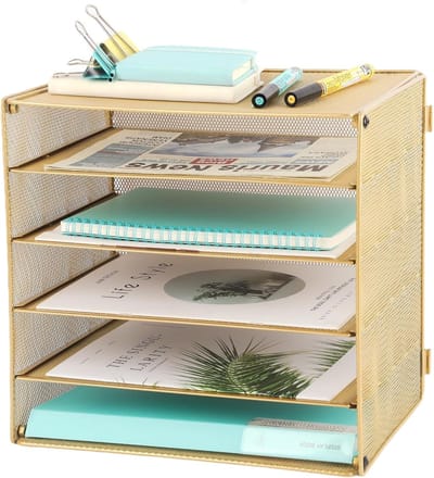 Bureau Organizer Lade - Papier Sorteerder - Kantoor Organisatie - 5 Gestapelde Houders - 33 x 23 x 31.8 cm