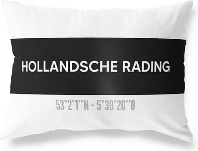 Tuinkussen HOLLANDSCHE RADING - UTRECHT met coördinaten - Buitenkussen - Bootkussen - Weerbestendig - Jouw Plaats - Studio216 - Modern - Zwart-Wit - 50x30cm
