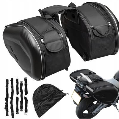 EtuiTab 38–58L Serie - Waterdichte Motorfiets Tas - Zwart - Carbon Design