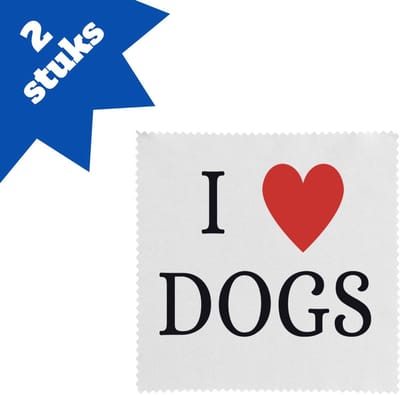 Akyol - i love dogs brillendoekjes - Honden - cadeau honden liefhebber - cadeau - dog lover - 17,8 bij 17,8 cm - 2 stuks