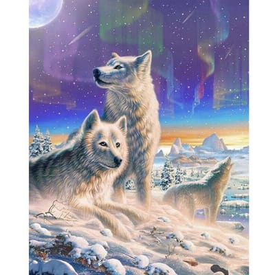 Diamant schilderij dieren Wolf volledige ronde boor DIY diamant borduurwerk landschap kruissteek 20X30CM gray