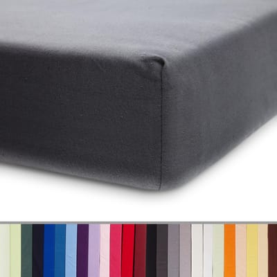 Lumaland - Jersey hoeslaken - elastische rand - 100% katoen - 160g/m² 180 x 200 cm - 200 x 200 cm - Grijs